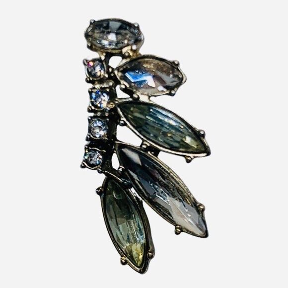 Vintage Women’s Faceted Crystal Silver Tone Formal Climber Pierced Earrings 1” - Picture 7 of 9